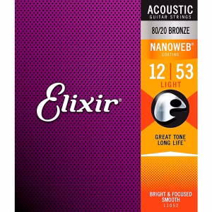 Elixir 80/20 Bronze Acoustic Guitar Strings With NANOWEB Coating