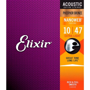 Elixir Phosphor Bronze Acoustic Guitar Strings w NANOWEB Coating
